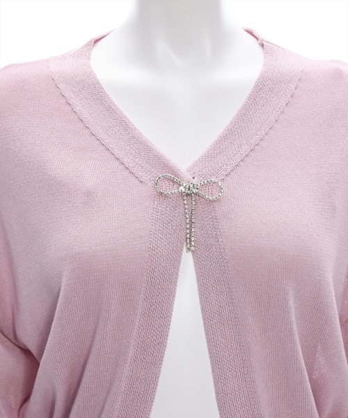 clear（クリア）の「ビジューリボン付きカーディガン [大人 カジュアル 着回し力抜群]≪再入荷≫（カーディガン/ボレロ・レディース・アイボリー/グレー/ピンク・F）」の16枚目の写真