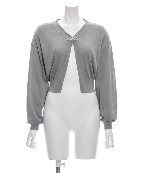 clear（クリア）の「ビジューリボン付きカーディガン [大人 カジュアル 着回し力抜群]≪再入荷≫（カーディガン/ボレロ・レディース・アイボリー/グレー/ピンク・F）」の21枚目の写真