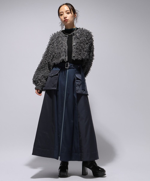 HARE（ハレ）の「2WAYループアミショートニットカーディガン(HARE)（ニット/セーター・レディース・グレー/パープル・FREE）」の6枚目の写真