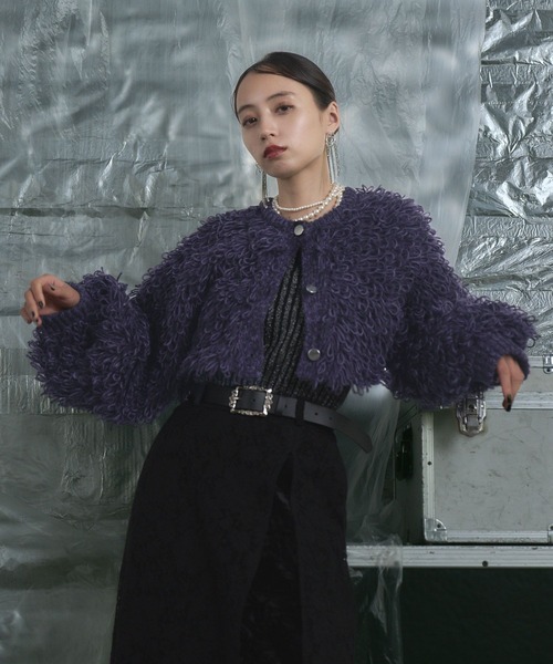 HARE（ハレ）の「2WAYループアミショートニットカーディガン(HARE)（ニット/セーター・レディース・グレー/パープル・FREE）」の9枚目の写真