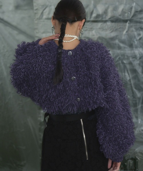 HARE（ハレ）の「2WAYループアミショートニットカーディガン(HARE)（ニット/セーター・レディース・グレー/パープル・FREE）」の14枚目の写真