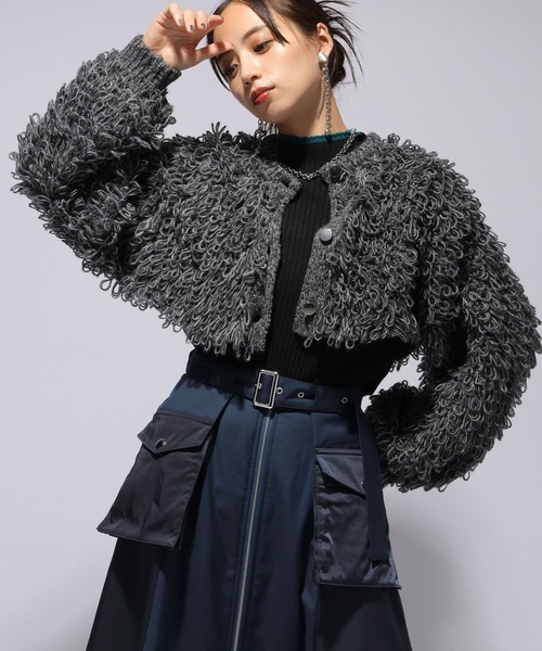 HARE（ハレ）の「2WAYループアミショートニットカーディガン(HARE)（ニット/セーター・レディース・グレー/パープル・FREE）」の20枚目の写真