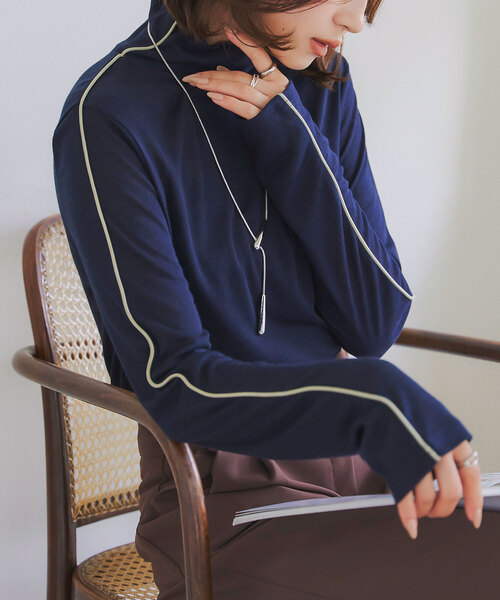 KOBE LETTUCE(コウベレタス)の「シームシアートップス(Tシャツ/カットソー・レディース・アイボリー/ブラック/ダークブラウン/ベージュ/ネイビー・M)」の5枚目の写真