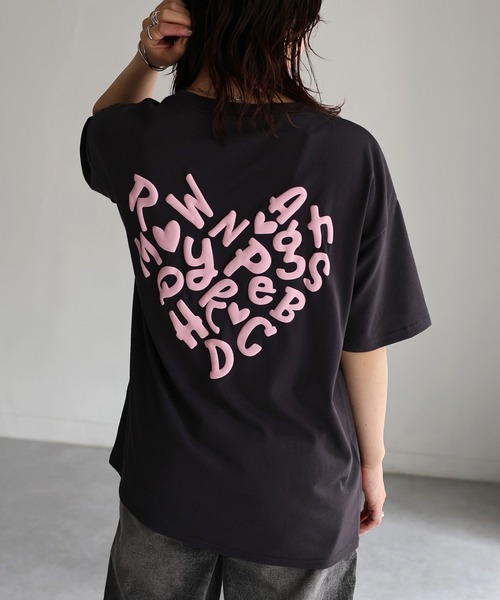 ハートロゴ発砲プリントTシャツ（Tシャツ/カットソー）｜Riberry