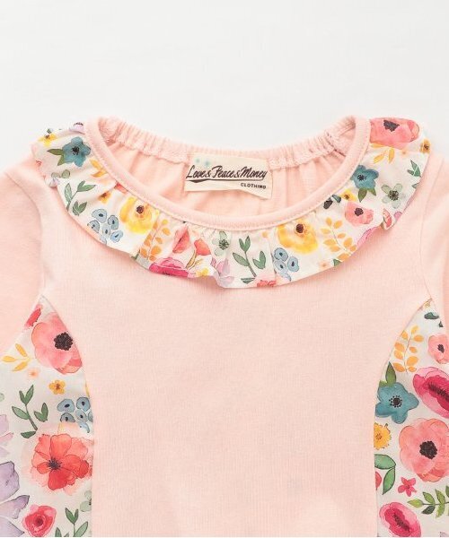 Love&Peace&Money（ラブアンドピースアンドマネー）の「【人気商品再入荷】【直営店で取り扱い無し】花柄切替えティアードチュニック（チュニック・キッズ・ラベンダー/ピンク・80ｃｍ/90cm/110cm/100cm/120cm/130cm）」の4枚目の写真