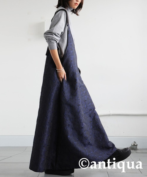 antiqua(アンティカ)の「ジャガードAラインワンピース(ワンピース・レディース・ブルー・ONESIZE)」の6枚目の写真