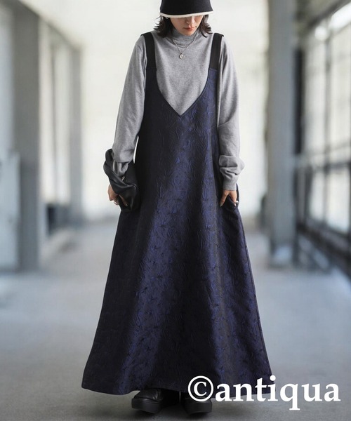 antiqua(アンティカ)の「ジャガードAラインワンピース(ワンピース・レディース・ブルー・ONESIZE)」の4枚目の写真
