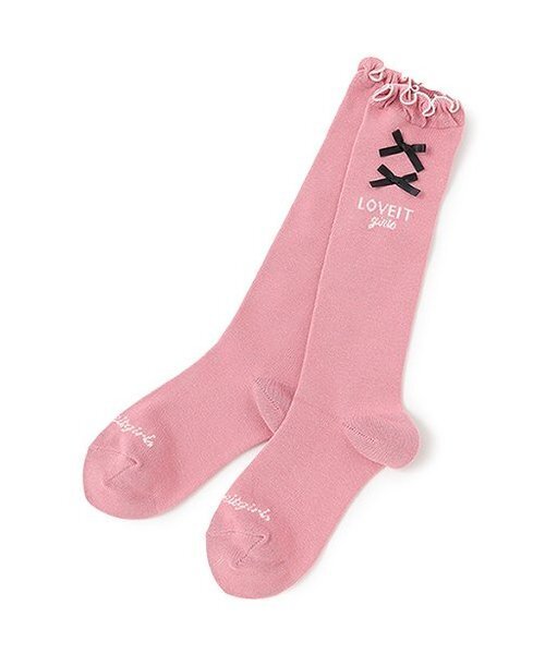 by LOVEiT（バイラビット）の「リボンハイソックス（ソックス/靴下・キッズ・オフホワイト/ピンク/ブラック・S/M/L/LL）」の3枚目の写真