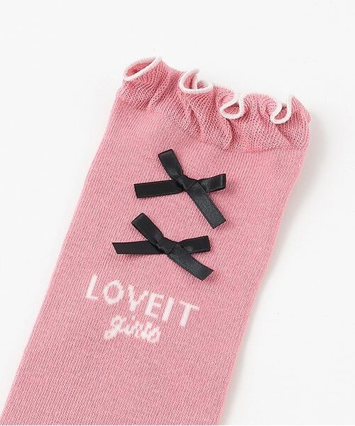 by LOVEiT（バイラビット）の「リボンハイソックス（ソックス/靴下・キッズ・オフホワイト/ピンク/ブラック・S/M/L/LL）」の4枚目の写真