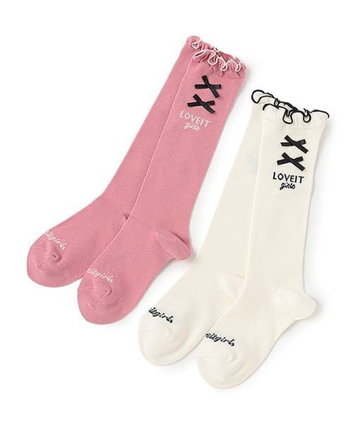 by LOVEiT（バイラビット）の「リボンハイソックス（ソックス/靴下・キッズ・オフホワイト/ピンク/ブラック・S/M/L/LL）」の8枚目の写真