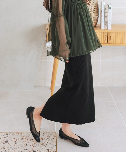 KOBE LETTUCE（コウベレタス）の「[ 選べるサイズ 丈 ] アンチピリングリブニットスカート（スカート・レディース・アイボリー系/モカ/チャコール/ブラック/ピンク・L/L1/M/M1）」の8枚目の写真