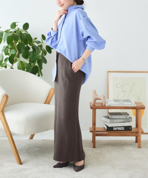 KOBE LETTUCE（コウベレタス）の「[ 選べるサイズ 丈 ] アンチピリングリブニットスカート（スカート・レディース・アイボリー系/モカ/チャコール/ブラック/ピンク・L/L1/M/M1）」の10枚目の写真