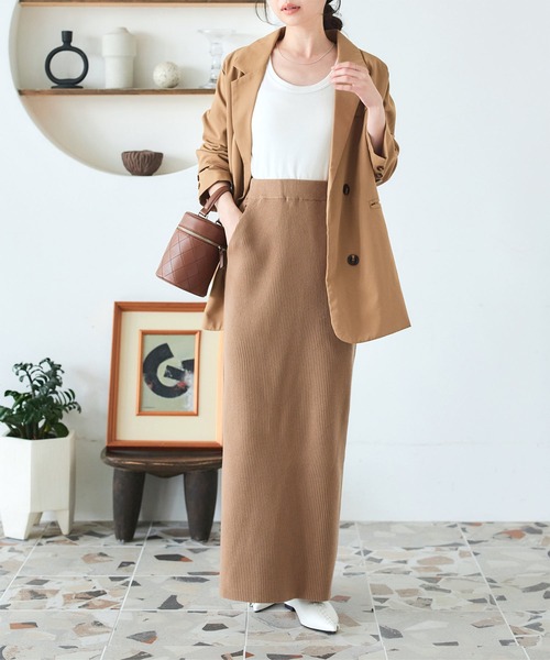 KOBE LETTUCE（コウベレタス）の「[ 選べるサイズ 丈 ] アンチピリングリブニットスカート（スカート・レディース・アイボリー系/モカ/チャコール/ブラック/ピンク・L/L1/M/M1）」の14枚目の写真