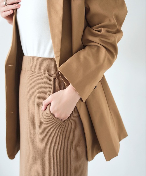 KOBE LETTUCE（コウベレタス）の「[ 選べるサイズ 丈 ] アンチピリングリブニットスカート（スカート・レディース・アイボリー系/モカ/チャコール/ブラック/ピンク・L/L1/M/M1）」の12枚目の写真