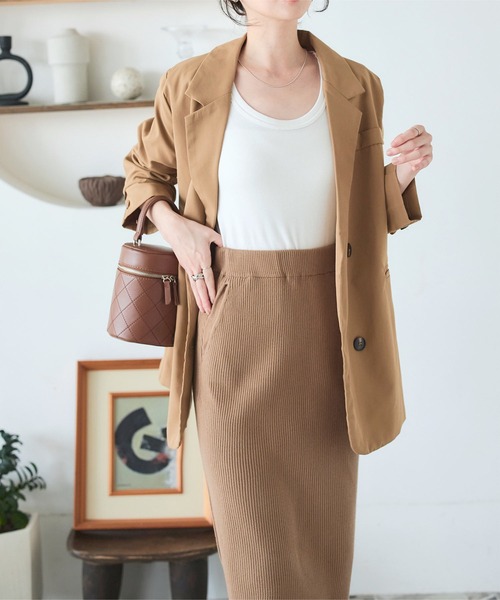 KOBE LETTUCE（コウベレタス）の「[ 選べるサイズ 丈 ] アンチピリングリブニットスカート（スカート・レディース・アイボリー系/モカ/チャコール/ブラック/ピンク・L/L1/M/M1）」の13枚目の写真