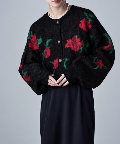 フラワージャガードニットカーディガン（カーディガン/ボレロ）｜etoll.（エトル）