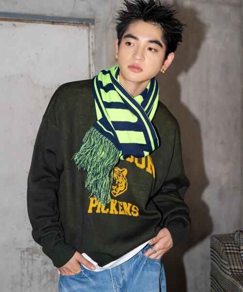 WEGO（ウィゴー）の「WEGO/ロゴマフラー（マフラー・レディース・ネイビー/ライトピンク/ダークグレー/ベージュ/レッド/ブルー・FREE）」の14枚目の写真