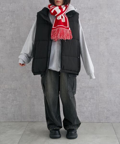 WEGO（ウィゴー）の「WEGO/ロゴマフラー（マフラー・レディース・ネイビー/ライトピンク/ダークグレー/ベージュ/レッド/ブルー・FREE）」の21枚目の写真