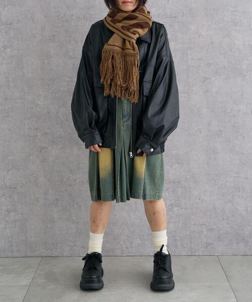 WEGO（ウィゴー）の「WEGO/ロゴマフラー（マフラー・レディース・ネイビー/ライトピンク/ダークグレー/ベージュ/レッド/ブルー・FREE）」の11枚目の写真