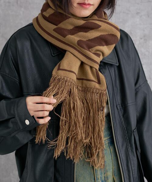 GGロゴマフラー ネイビー/ベージュ WEGO（ウィゴー）の「WEGO/ロゴマフラー（マフラー）」 - WEAR