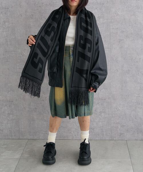 WEGO（ウィゴー）の「WEGO/ロゴマフラー（マフラー・レディース・ネイビー/ライトピンク/ダークグレー/ベージュ/レッド/ブルー・FREE）」の9枚目の写真