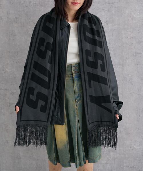 WEGO（ウィゴー）の「WEGO/ロゴマフラー（マフラー・レディース・ネイビー/ライトピンク/ダークグレー/ベージュ/レッド/ブルー・FREE）」の10枚目の写真