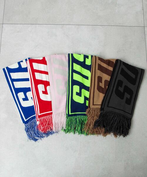 WEGO（ウィゴー）の「WEGO/ロゴマフラー（マフラー・レディース・ネイビー/ライトピンク/ダークグレー/ベージュ/レッド/ブルー・FREE）」の7枚目の写真