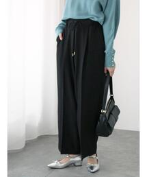 【イージーケア/ストレッチ】タックストレートパンツ