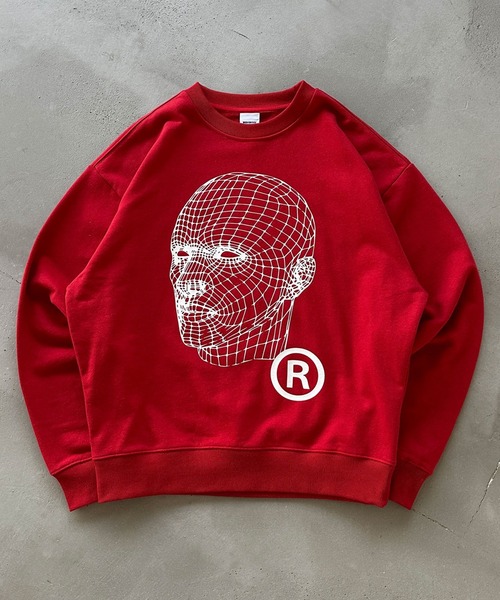 WISH FOR EVER（ウィッシュフォーエバー）の「FACE GRAPHIC SHORT SWEAT/フェイスグラフィックショートスウェット（スウェット・メンズ・ネイビー/グレー/ブラック/レッド・SMALL/MEDIUM/LARGE）」の4枚目の写真