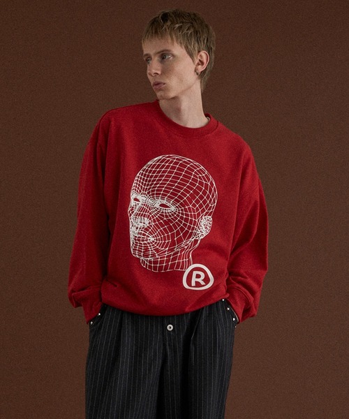 WISH FOR EVER（ウィッシュフォーエバー）の「FACE GRAPHIC SHORT SWEAT/フェイスグラフィックショートスウェット（スウェット・メンズ・ネイビー/グレー/ブラック/レッド・SMALL/MEDIUM/LARGE）」の19枚目の写真