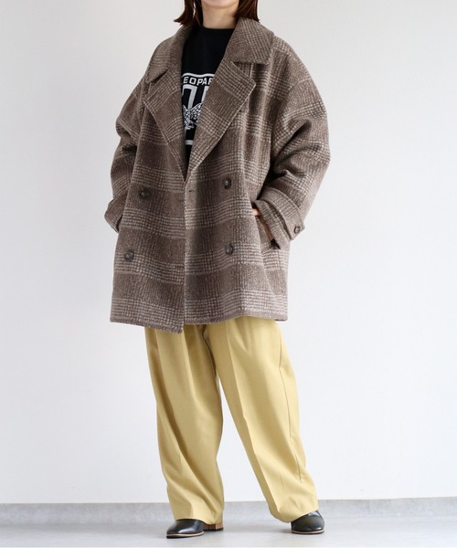 cepo(セポ)の「〈2WAY〉カットジャガードハーフコート(ステンカラーコート・レディース・ブラウン・M)」の6枚目の写真
