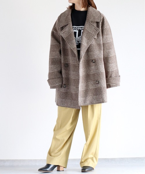 cepo(セポ)の「〈2WAY〉カットジャガードハーフコート(ステンカラーコート・レディース・ブラウン・M)」の7枚目の写真