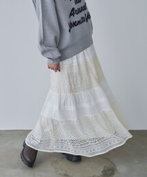 coen | MARKET（マーケット）レース切替コットンギャザースカート(スカート)