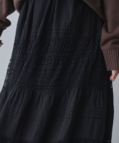 coen(コーエン)の「MARKET(マーケット)レース切替コットンギャザースカート(スカート・レディース・ブラック/オフホワイト・FREE)」の13枚目の写真