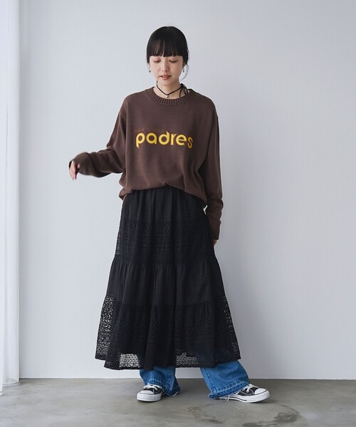 coen(コーエン)の「MARKET(マーケット)レース切替コットンギャザースカート(スカート・レディース・ブラック/オフホワイト・FREE)」の15枚目の写真