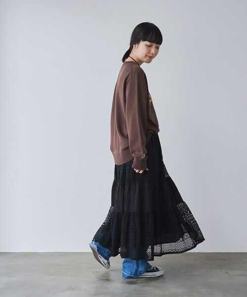 coen(コーエン)の「MARKET(マーケット)レース切替コットンギャザースカート(スカート・レディース・ブラック/オフホワイト・FREE)」の16枚目の写真