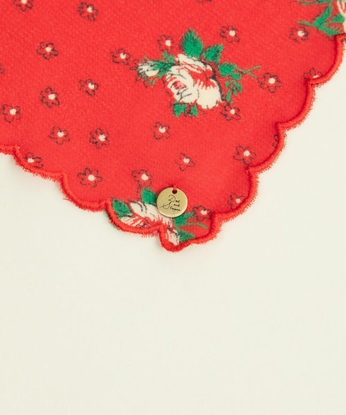 Dot＆Stripes CHILD WOMAN（ドットアンドストライプス　チャイルドウーマン）の「☆ラインフラワープリント スカラップスカーフ（バンダナ/スカーフ・レディース・レッド/ブラウン・FREE）」の8枚目の写真