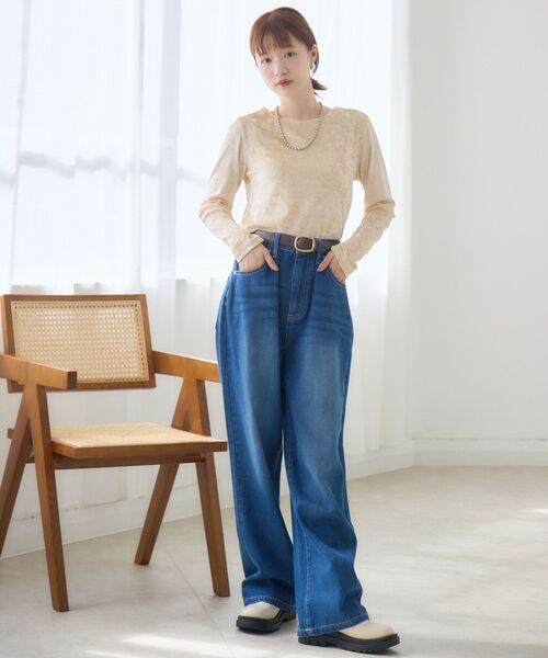 RETRO GIRL（レトロガール）の「チュールベロアインナーCT（Tシャツ/カットソー・レディース・ブラウン/ブラック/ナチュラル・FREE）」の4枚目の写真