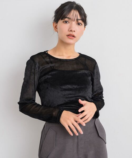 RETRO GIRL（レトロガール）の「チュールベロアインナーCT（Tシャツ/カットソー・レディース・ブラウン/ブラック/ナチュラル・FREE）」の16枚目の写真