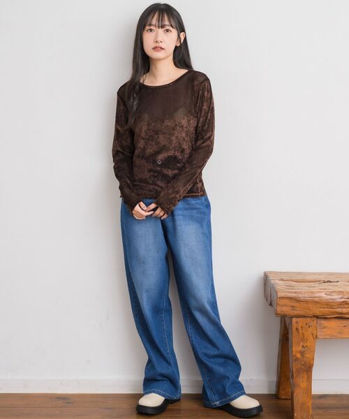RETRO GIRL（レトロガール）の「チュールベロアインナーCT（Tシャツ/カットソー・レディース・ブラウン/ブラック/ナチュラル・FREE）」の20枚目の写真