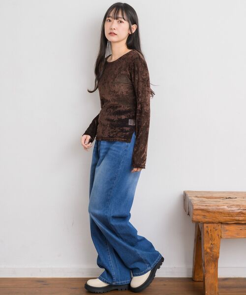 RETRO GIRL（レトロガール）の「チュールベロアインナーCT（Tシャツ/カットソー・レディース・ブラウン/ブラック/ナチュラル・FREE）」の21枚目の写真