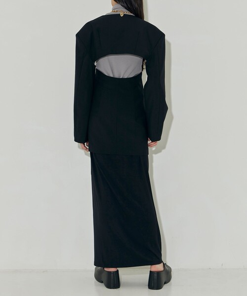 MUKASA(ムカサ)の「【MUKASA/ムカサ】SEPARATED JACKET MINI DRESS/ジャケット/ワンピース/セパレート(ノーカラージャケット・レディース・ブラック・2/1)」の6枚目の写真