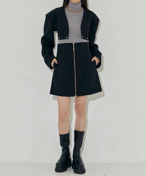 MUKASA(ムカサ)の「【MUKASA/ムカサ】SEPARATED JACKET MINI DRESS/ジャケット/ワンピース/セパレート(ノーカラージャケット・レディース・ブラック・2/1)」の7枚目の写真