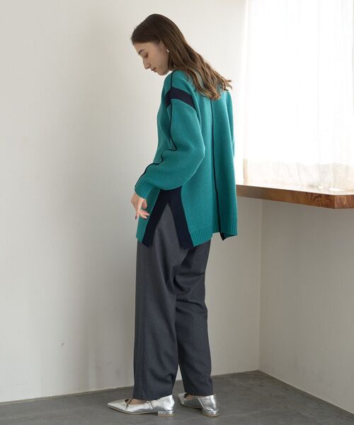 YECCA VECCA(イェッカヴェッカ)の「配色ラインニット(ニット/セーター・レディース・ベージュ/グリーン/杢グレー・FREE)」の17枚目の写真