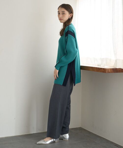 YECCA VECCA(イェッカヴェッカ)の「配色ラインニット(ニット/セーター・レディース・ベージュ/グリーン/杢グレー・FREE)」の18枚目の写真