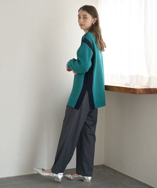 YECCA VECCA(イェッカヴェッカ)の「配色ラインニット(ニット/セーター・レディース・ベージュ/グリーン/杢グレー・FREE)」の19枚目の写真