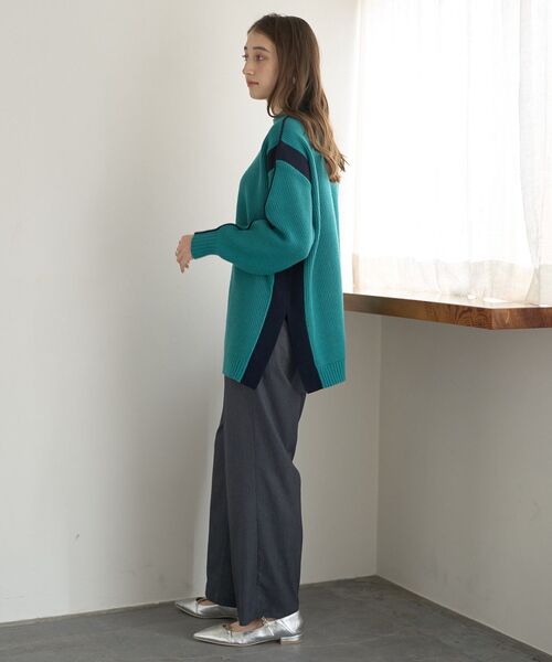 YECCA VECCA(イェッカヴェッカ)の「配色ラインニット(ニット/セーター・レディース・ベージュ/グリーン/杢グレー・FREE)」の20枚目の写真