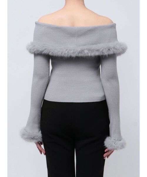 MERCURYDUO（マーキュリーデュオ）の「オフショルフェイクファーニット（ニット/セーター・レディース・ライトグレー/ピンク/ブラック/オフホワイト・FREE）」の21枚目の写真