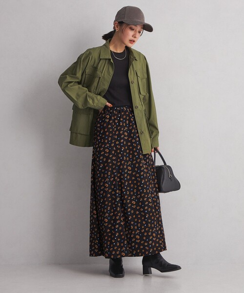 花柄が素敵なグリーンのスカートです❣ 花柄シフォンスカート／洗える | MK MICHEL KLEIN (Women)/エムケー