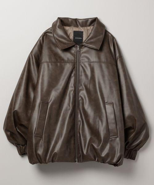 ヴィンテージパファーレザーブルゾン【中綿入りで冬の防寒も